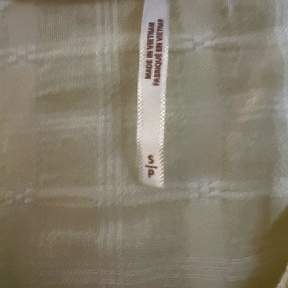 Free People Butter Yellow Checked Windowpane Button-Down Shirt Beach - Picture 3 of 5